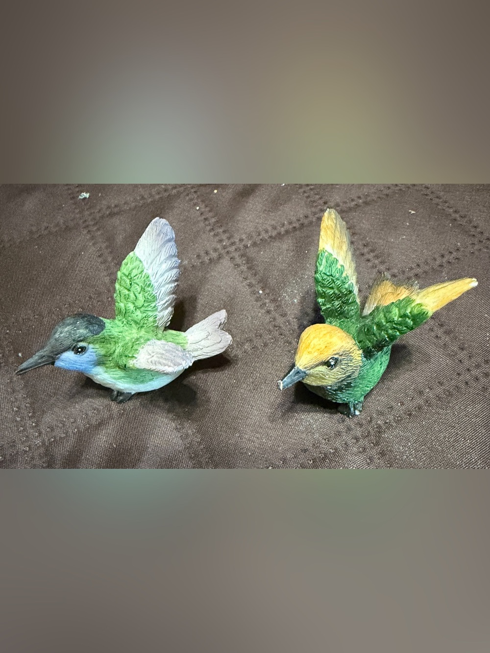 Hand-Painted Green & Yellow Bird Figurine Set - Decorative Home Accents